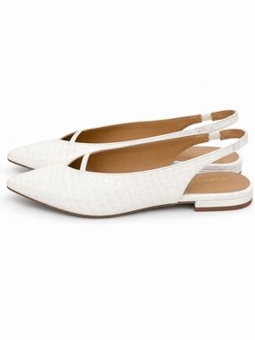 EXPRESS White Slingback Pointed Toe Flats Size 9
